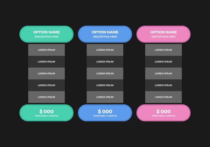 Free Pricing Table Vector