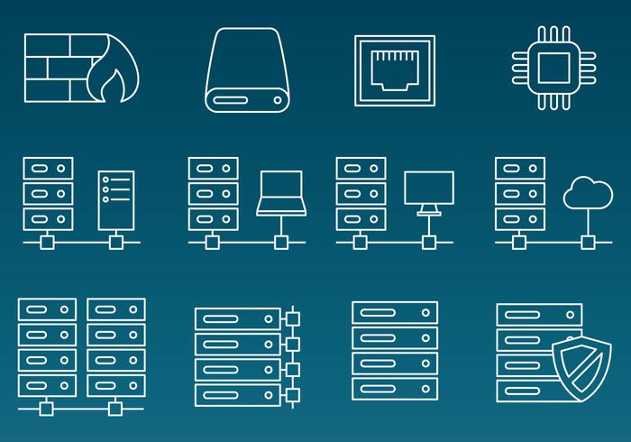 Server Rack Vector Line Icons