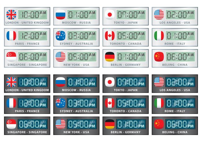 International Digital Clock Vectors