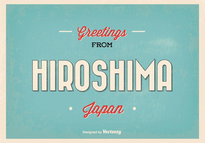 Ilustración retro del saludo de Hiroshima Japón vector