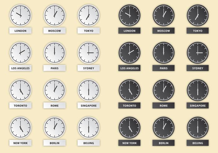 International Hour Clock Vectors International Hour Clock Vectors