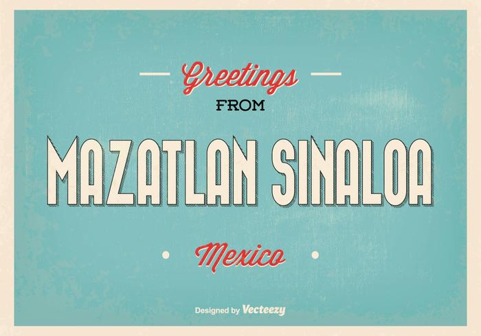 Retro Mazatlan Sinaloa Vector Greeting Illustration