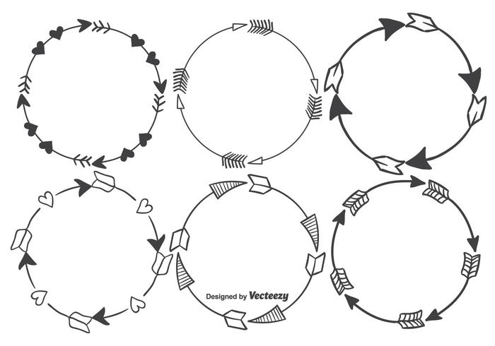 Boho Sketchy Arrow Frame Vector Set