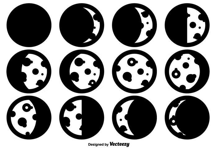 Iconos simples de las fases de la luna vector