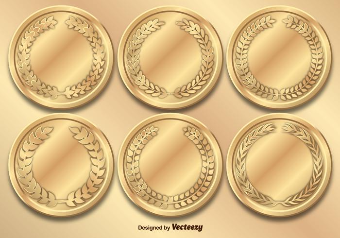 Gold Medals Vector Set