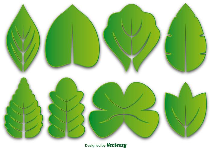 Green Leaves Vector Icon Set