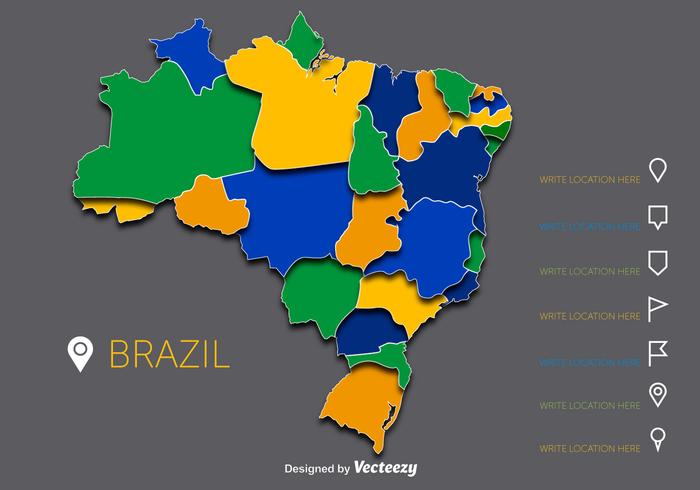 Colorful Brazil Vector Map