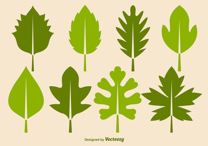 Green Leaves Vector Icon Set