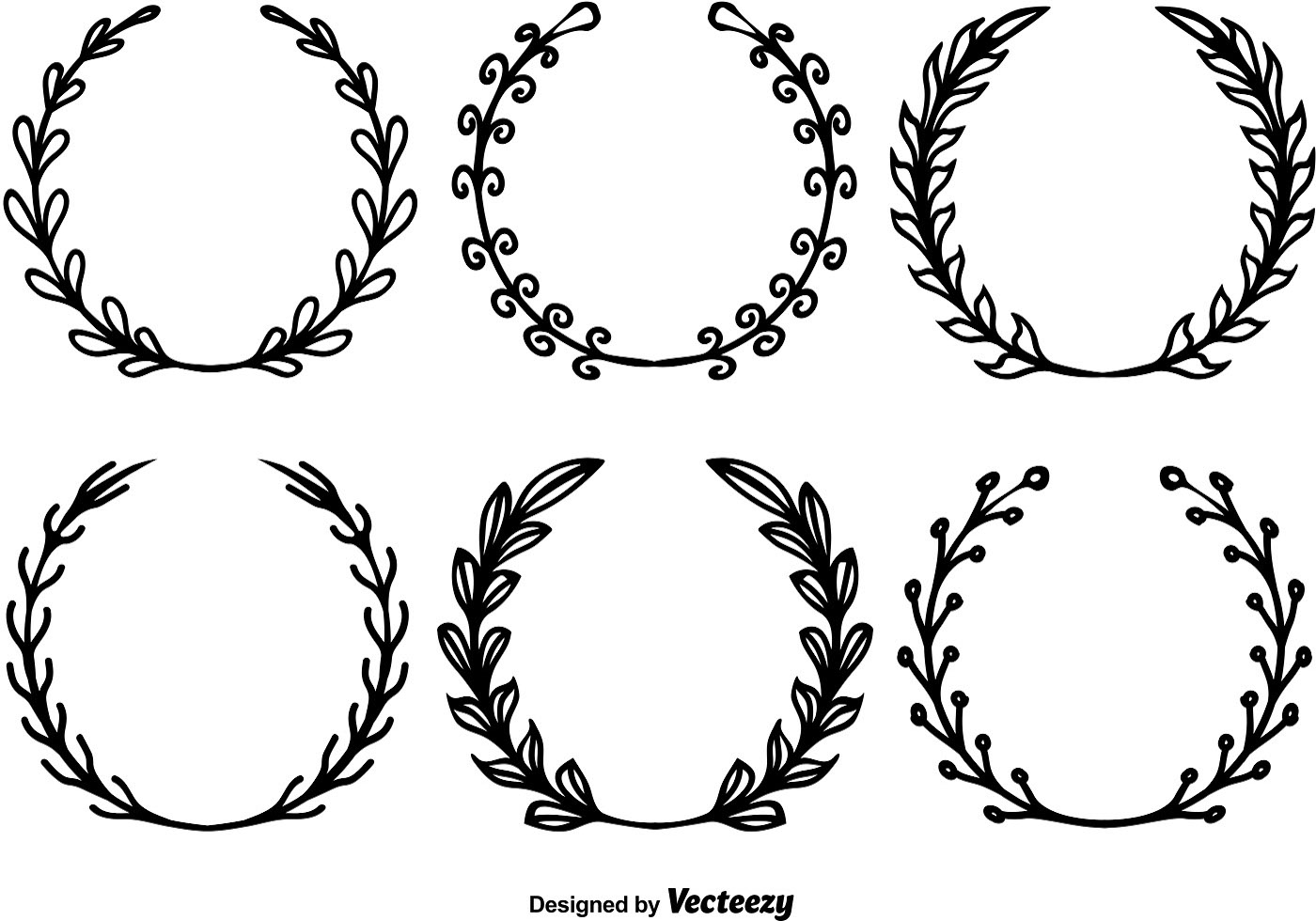 www.vecteezy.com. wreath floral drawn hand circle vector border borders vec...