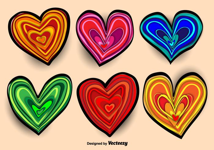 Vectores coloridos dibujados a mano del corazón