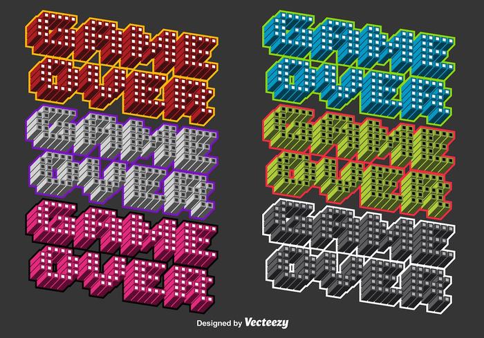 3D Colorful Game Over Vector Messages