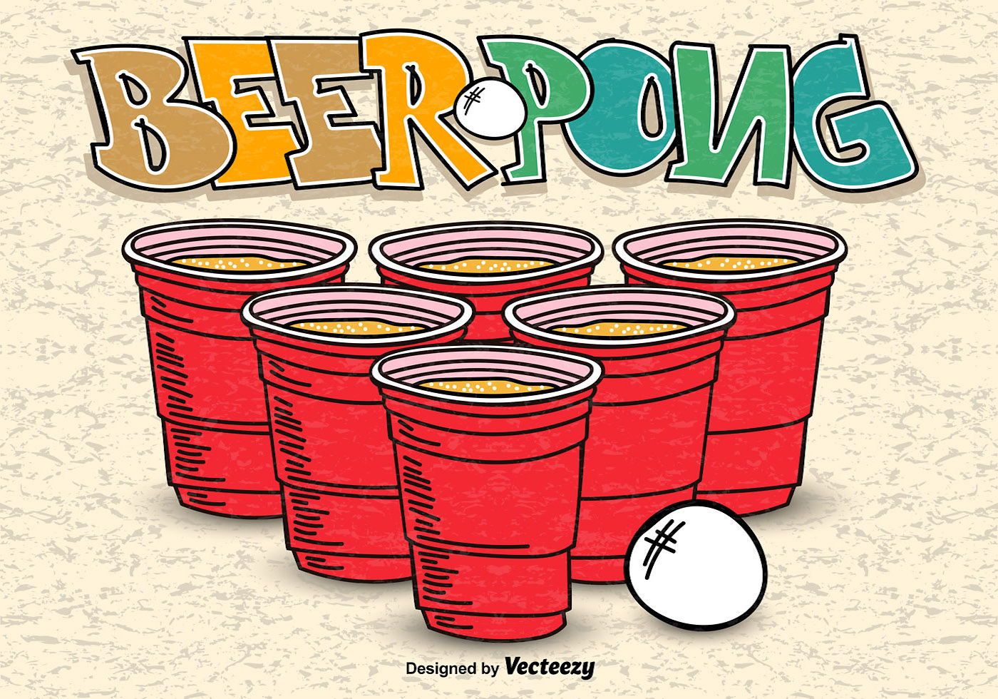 Beer Pong Hand Drawn Poster Vector Download Free Vector Art, Stock Graphics & Images