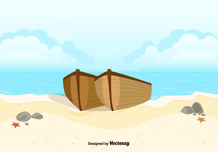 Boats On Beach Background Vector