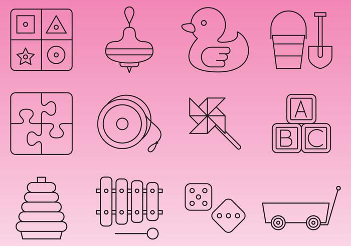 Learning Toys Line Icon Vectors