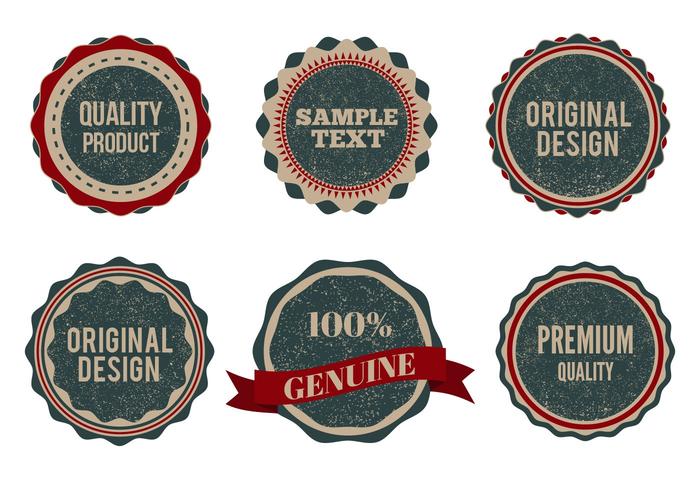 Free Vector Vintage Style Badges With Eroded Grunge 