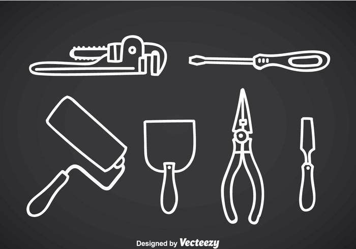 Construction Tools Outline Icons vector