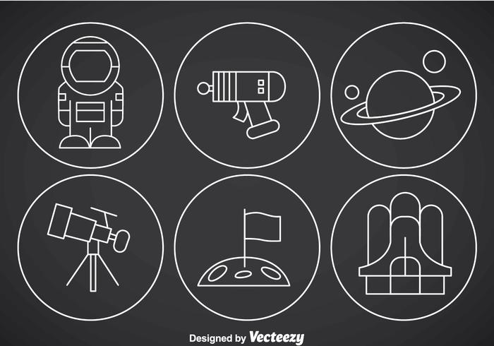 Space Thin Outline Icon Vectors
