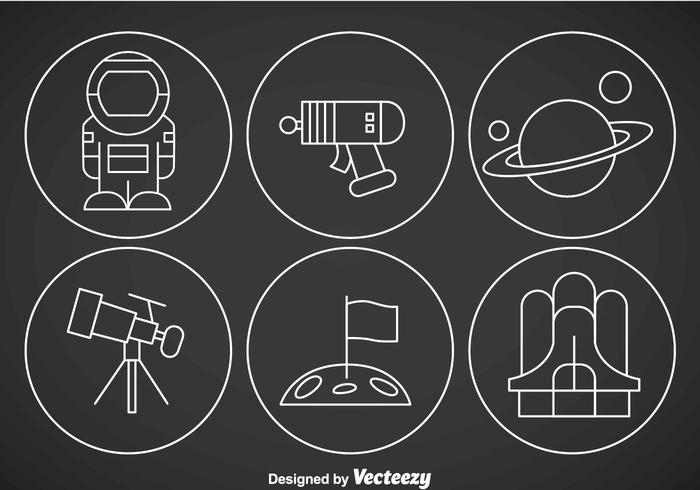 Space Thin Outline Icon Vectors