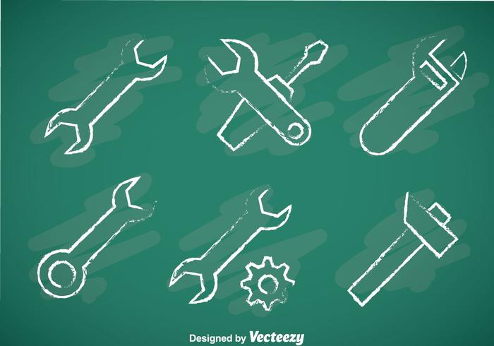 Repair Tools Chalk Draw Icons vector