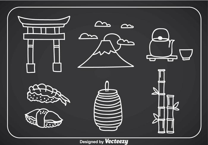 Iconos de la cultura japonesa Doddle vector