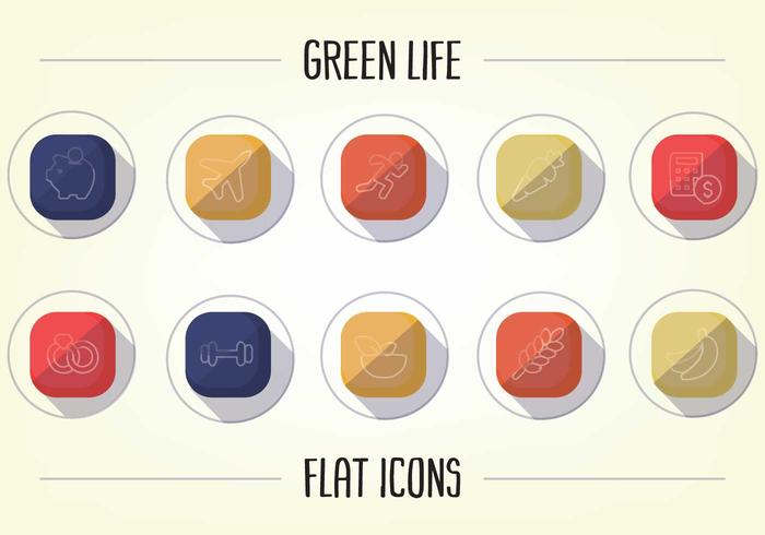 Healthy Lifestyle Flat Icons Vector