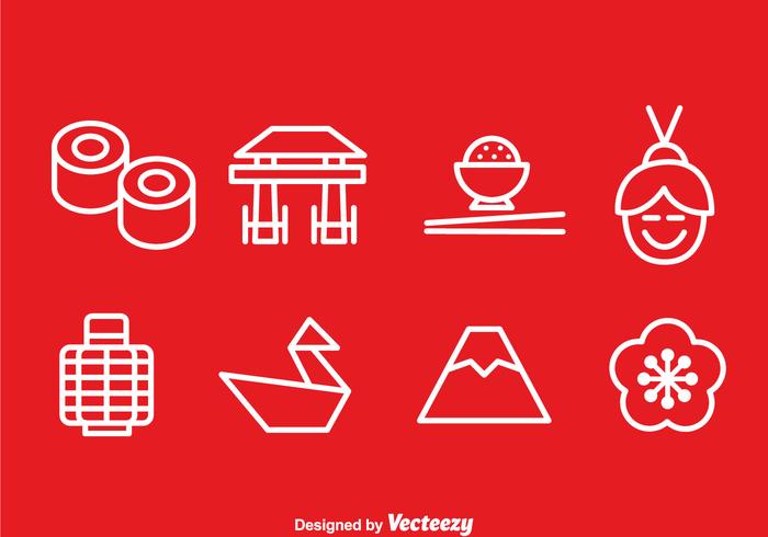 Japanese Outline Icons Vector