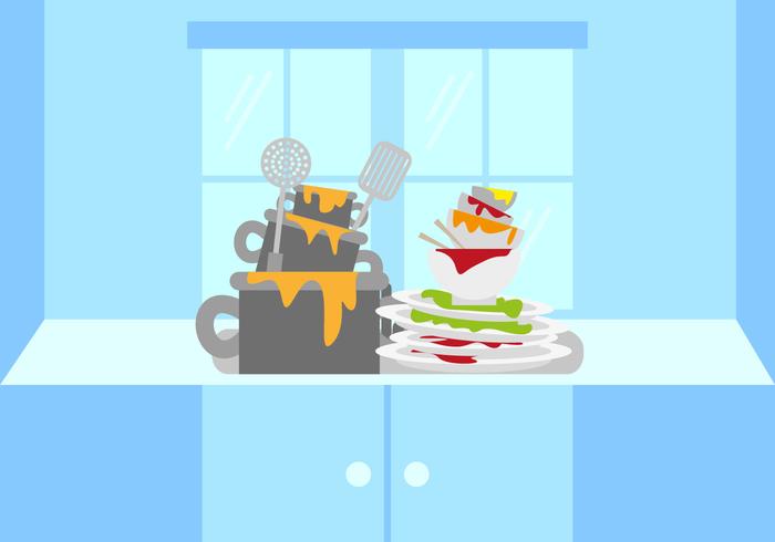 Dirty Dishes Illustration Vector