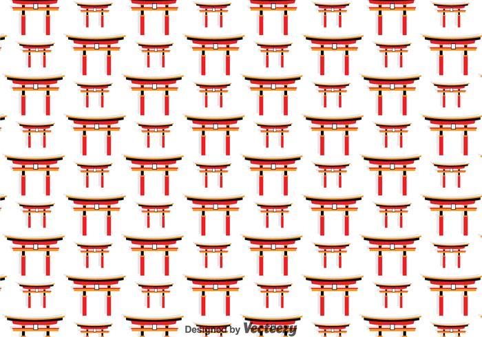 Japanese Torii Gate Seamless Pattern vector
