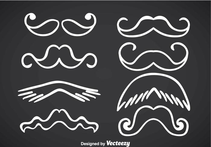 Mustache White Line Vectors