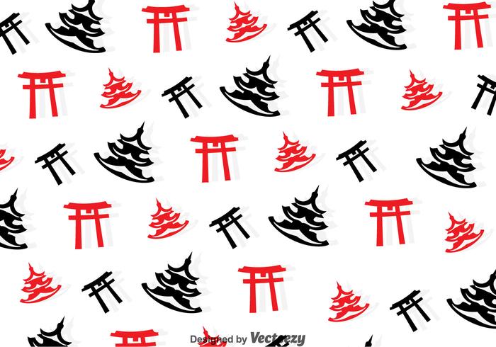 Toruu Gate And Temple Seamless Pattern vector