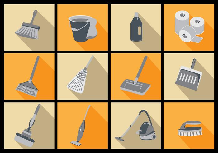 Spring Cleaning Icon Flat Vectors