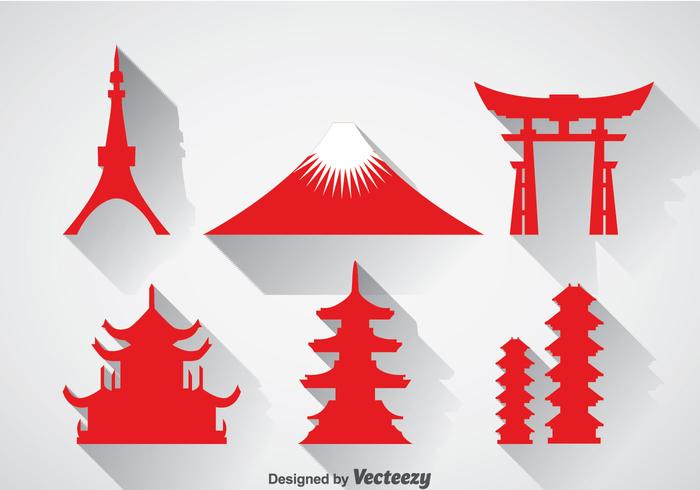 Japanese Landmark Icons Vector