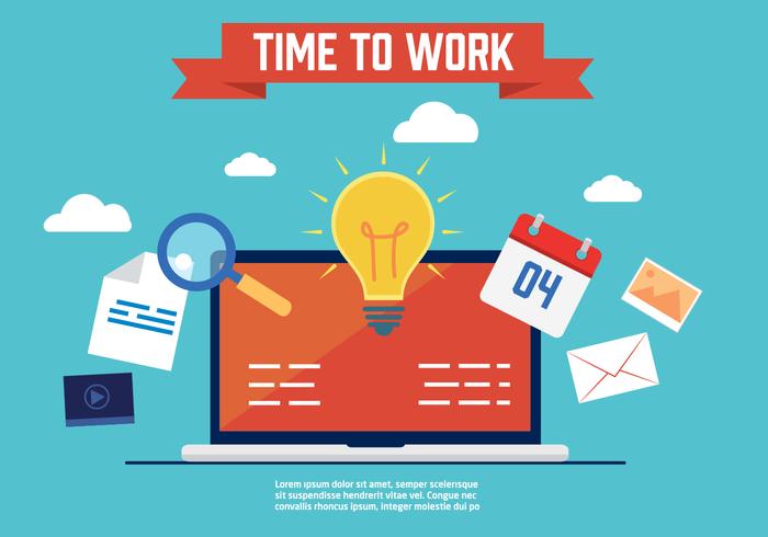 Free Time to Work Vector Illustration