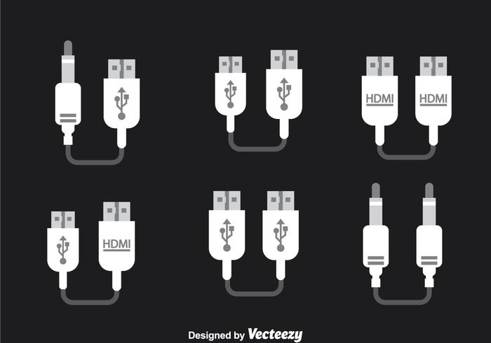 Wire Cable Adapter Icons Vector