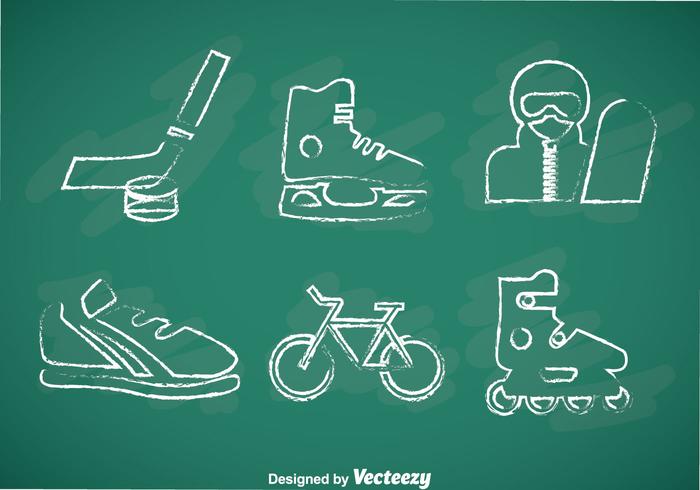 Deportes de tiza dibujado iconos vectoriales vector