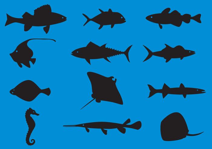 Sea Animals Silhouette Vectors