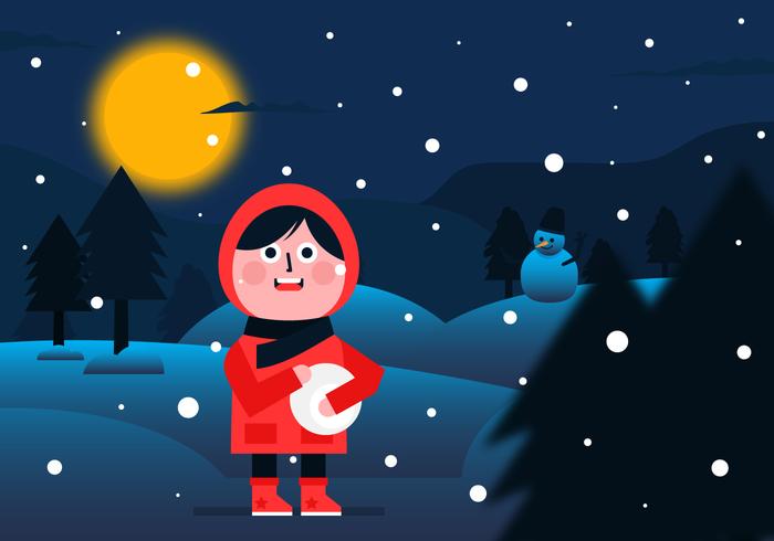 Vector Winter Night Background