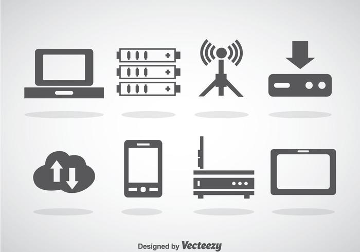 Iconos del paquete del servidor de la nube y del datos vector