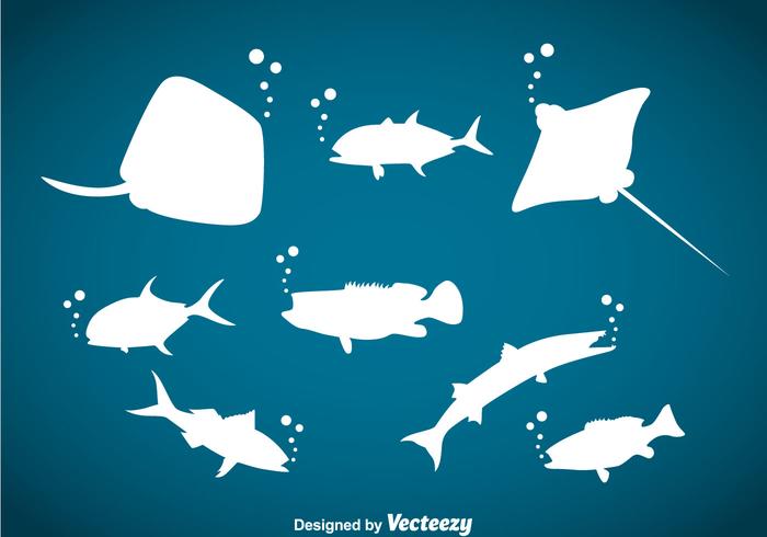 Ocean Animals Silhouette Vector