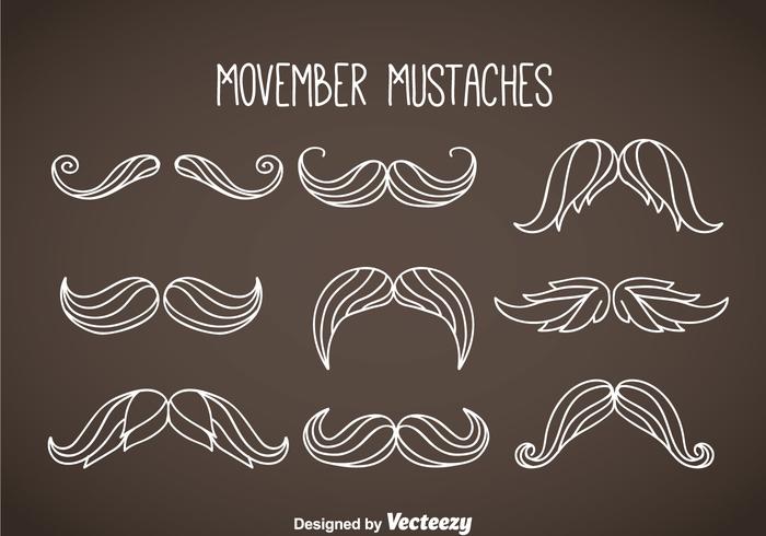 Movember Mustaches White Vector