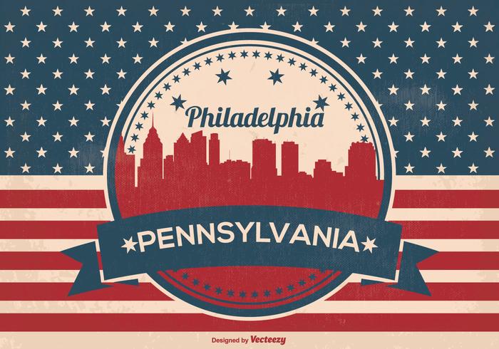 Retro Philadelphia Vector Skyline Illustration Retro Philadelphia Vector Skyline Illustration