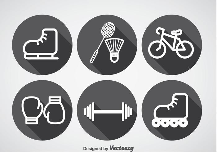 Sports Long Shadow Icons Vector Sports Long Shadow Icons Vector