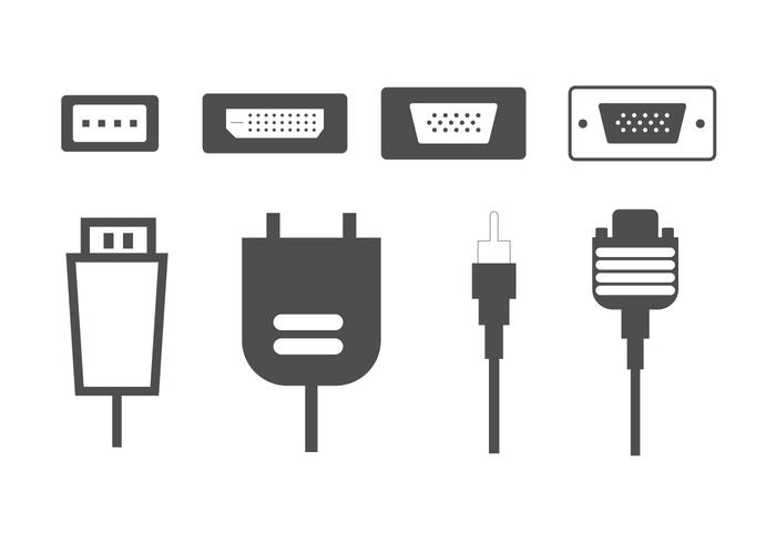 Vectores de los conectores de la computadora de HDMI