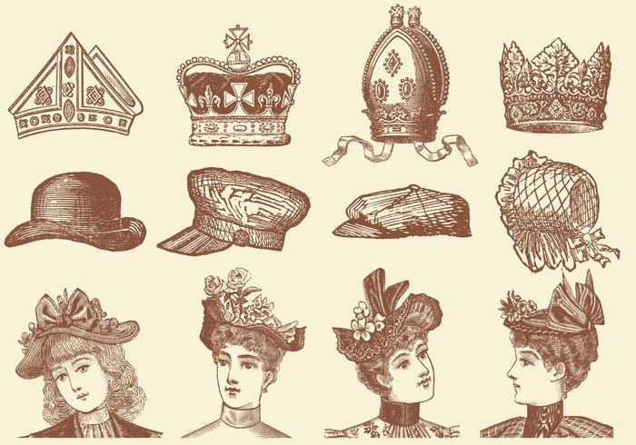 Sombreros Y Corona Vectores