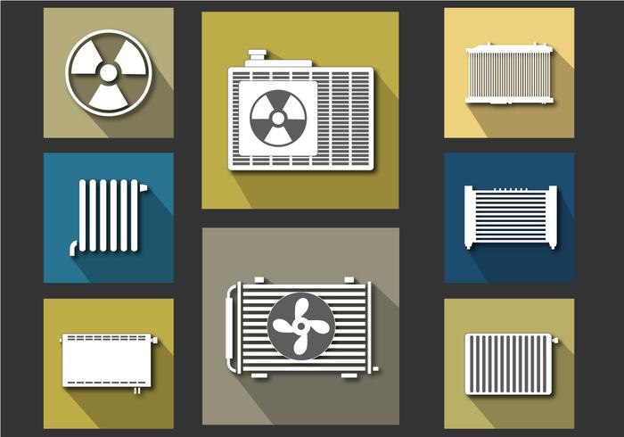 Radiator Icon Flat Vector Set