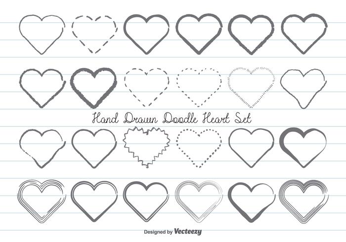 Hand Drawn Doodle Hearts Set vector