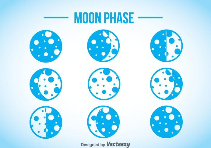 Moon Phase Blue Icons vector