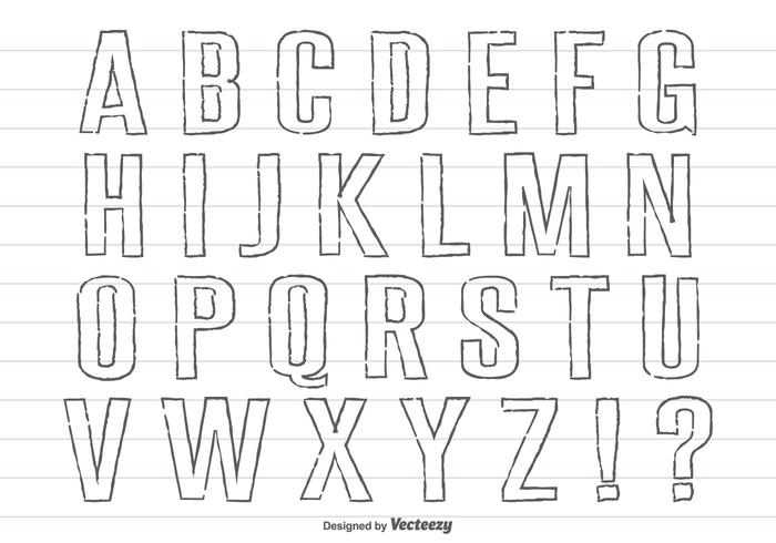 Conjunto de alfabetos de estilo lápiz dibujado a mano vector