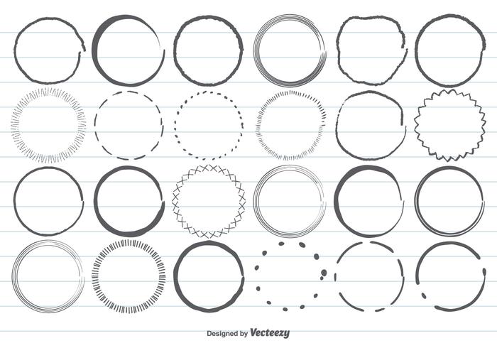 Conjunto de forma de círculo dibujado a mano vector