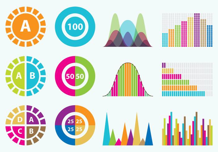 Iconos de estadísticas de colores vector